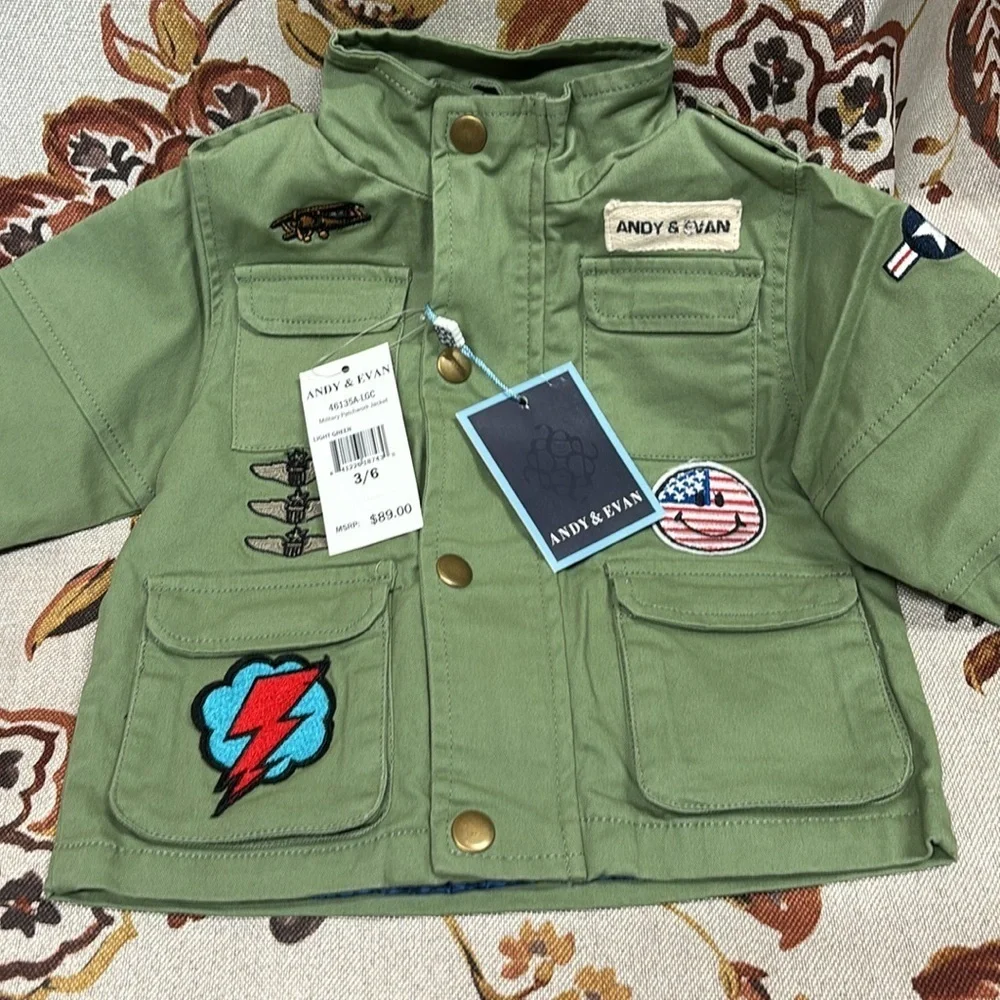 Andy & Evan Andy & Evan Baby Boys Military Patchwork Jacket - Infant